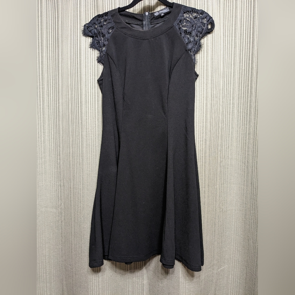 Womens Medium Black a Line Fit and Flare Dress